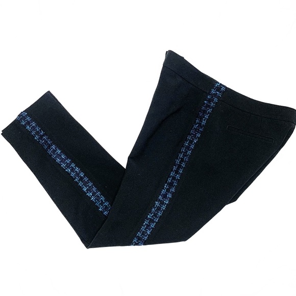 Tory Burch Black blue Tobie Wool Tweed Tuxedo Straight dress Pants trousers 6 - Picture 2 of 13